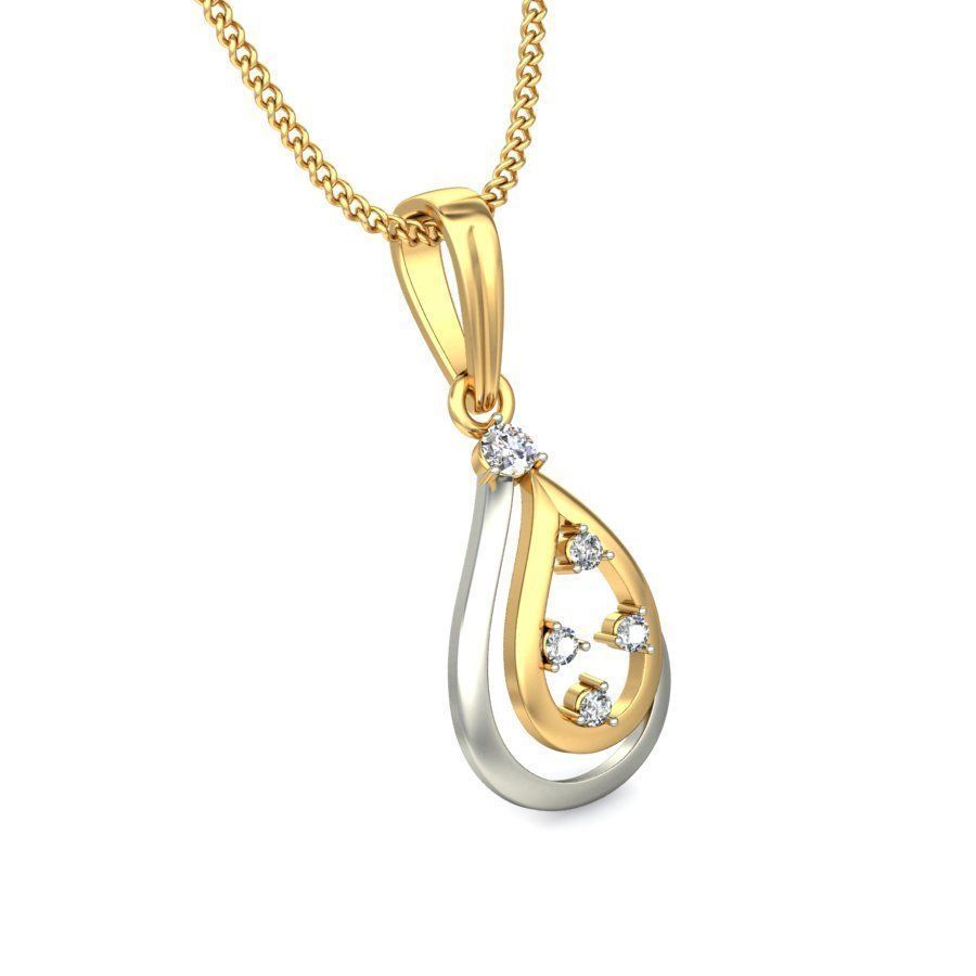 Drop Shaped Multi Metal Pendant With Diamonds 6 3D print model_6