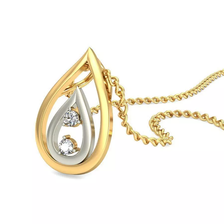 Drop Shaped Multi Metal Pendant With Diamonds 7 3D print model