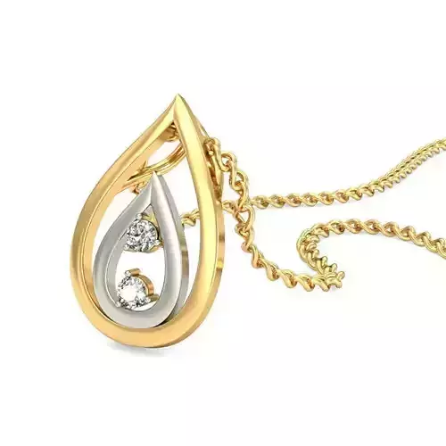 Drop Shaped Multi Metal Pendant With Diamonds 7