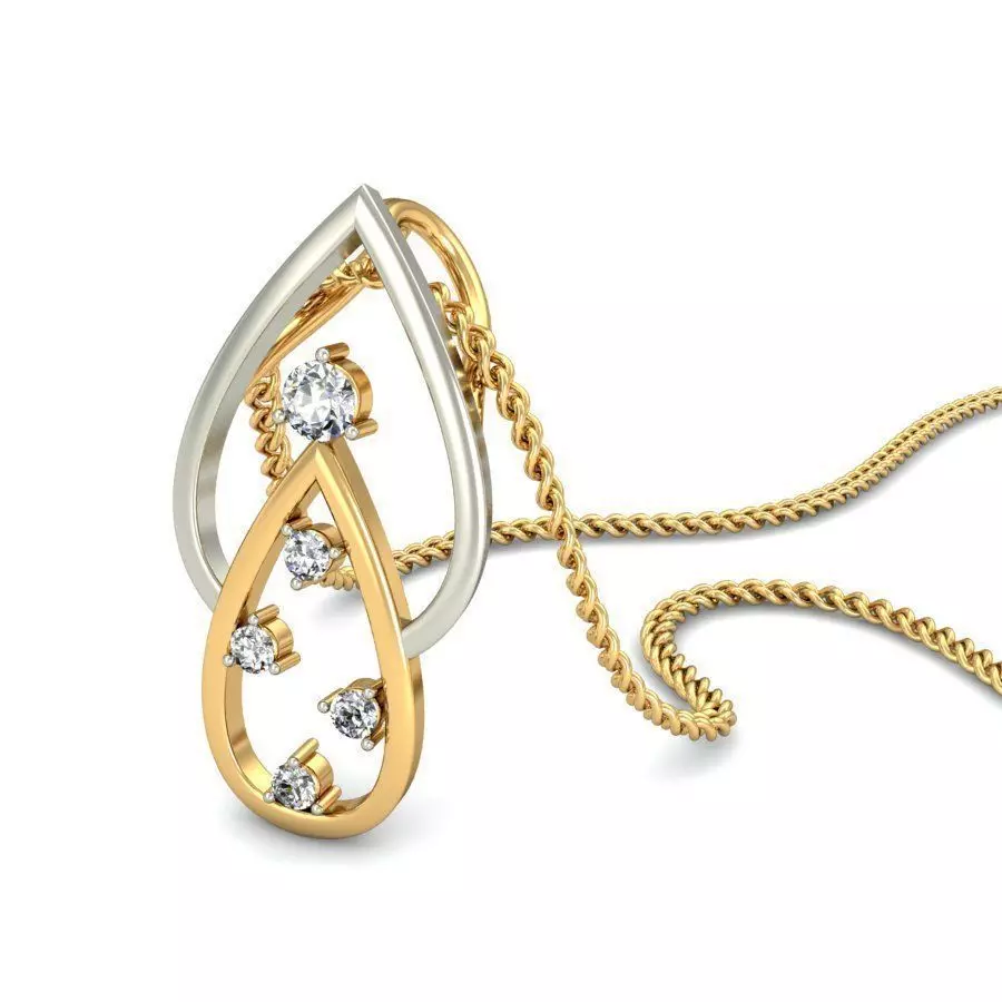 Drop Shaped Multi Metal Pendant With Diamonds 8 3D print model