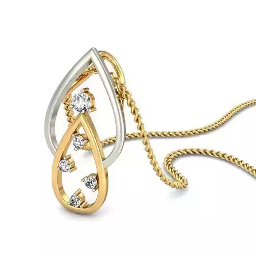 Drop Shaped Multi Metal Pendant With Diamonds 8