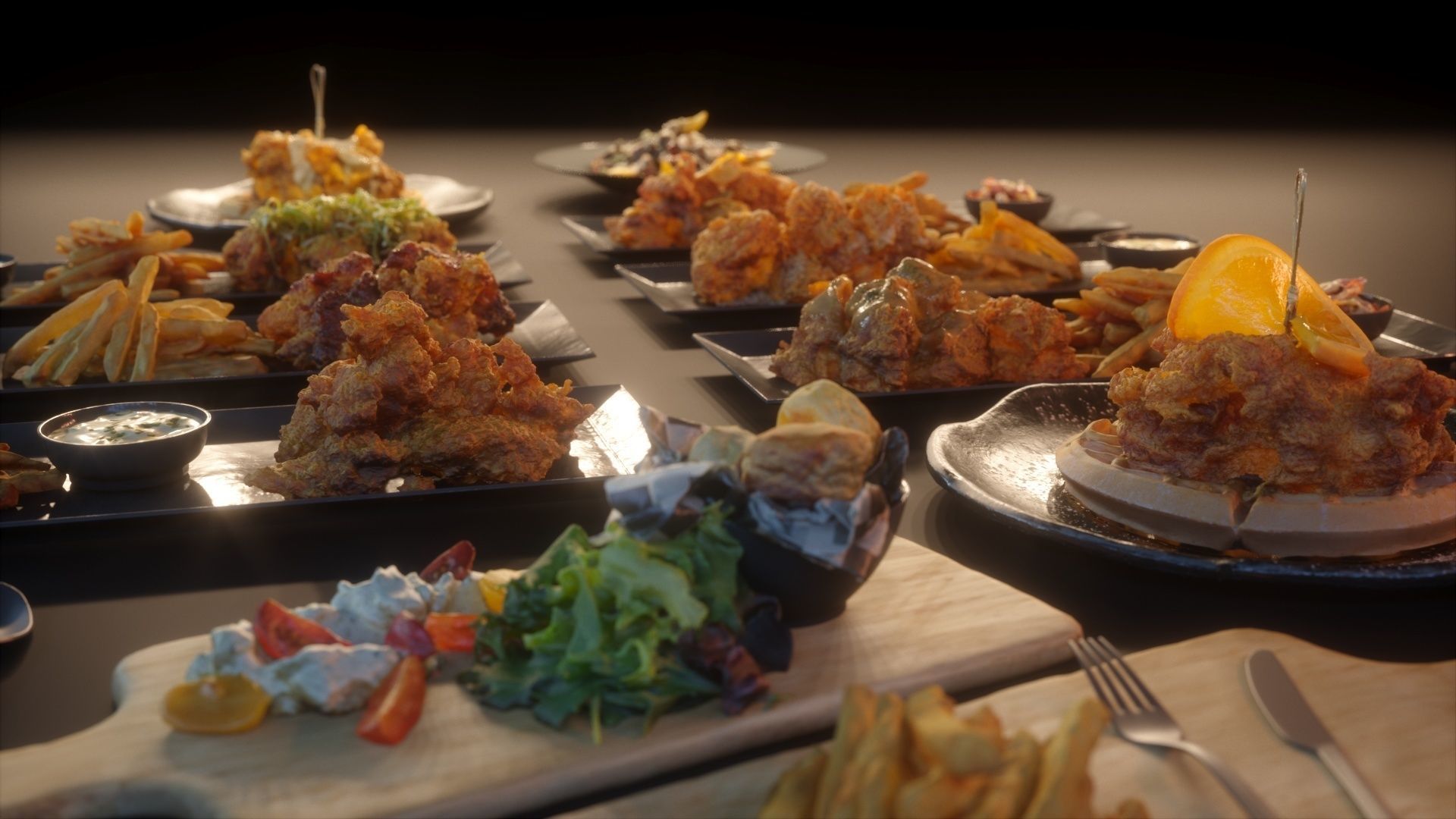 Fried chicken meal collection 3D model_7