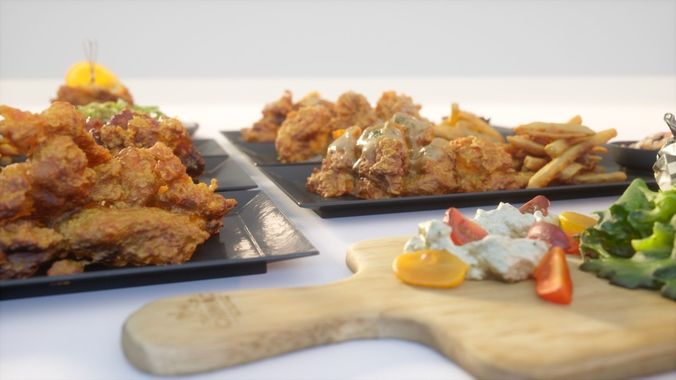 Fried chicken meal collection 3D model 2