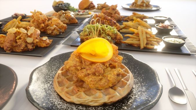 Fried chicken meal collection 3D model 4