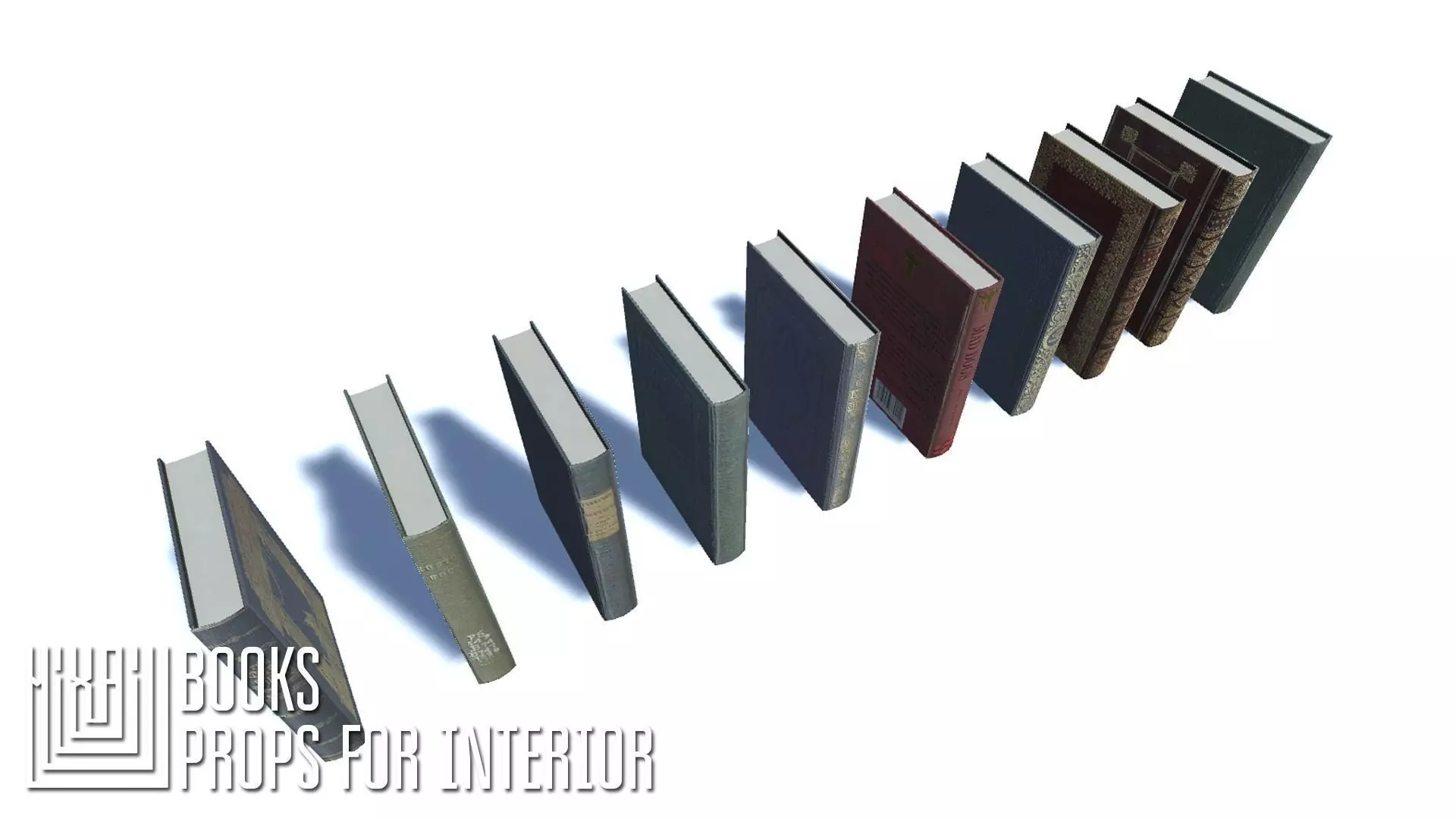 Books - props for interior Low-poly 3D model_0