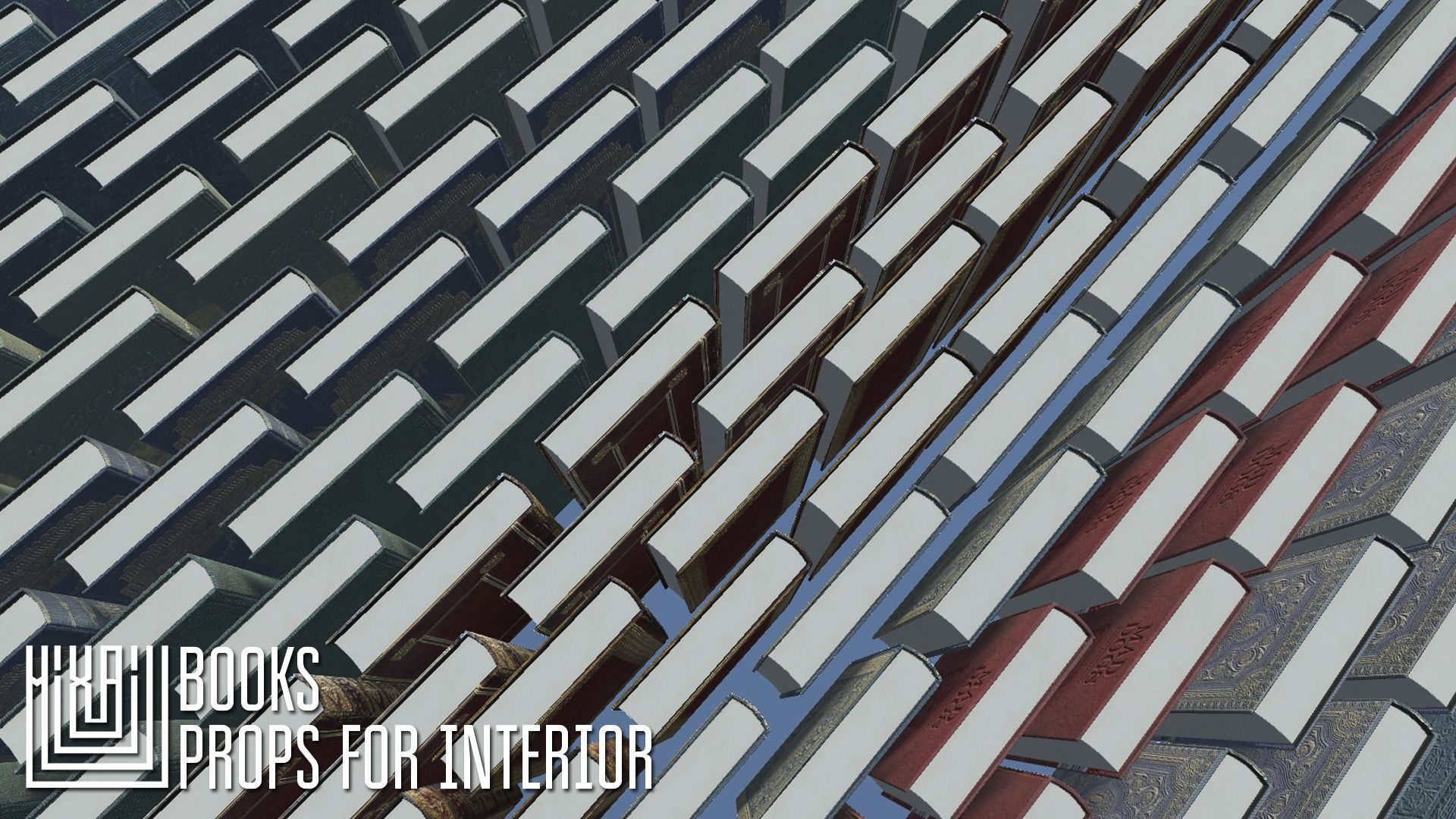 Books - props for interior Low-poly 3D model_6