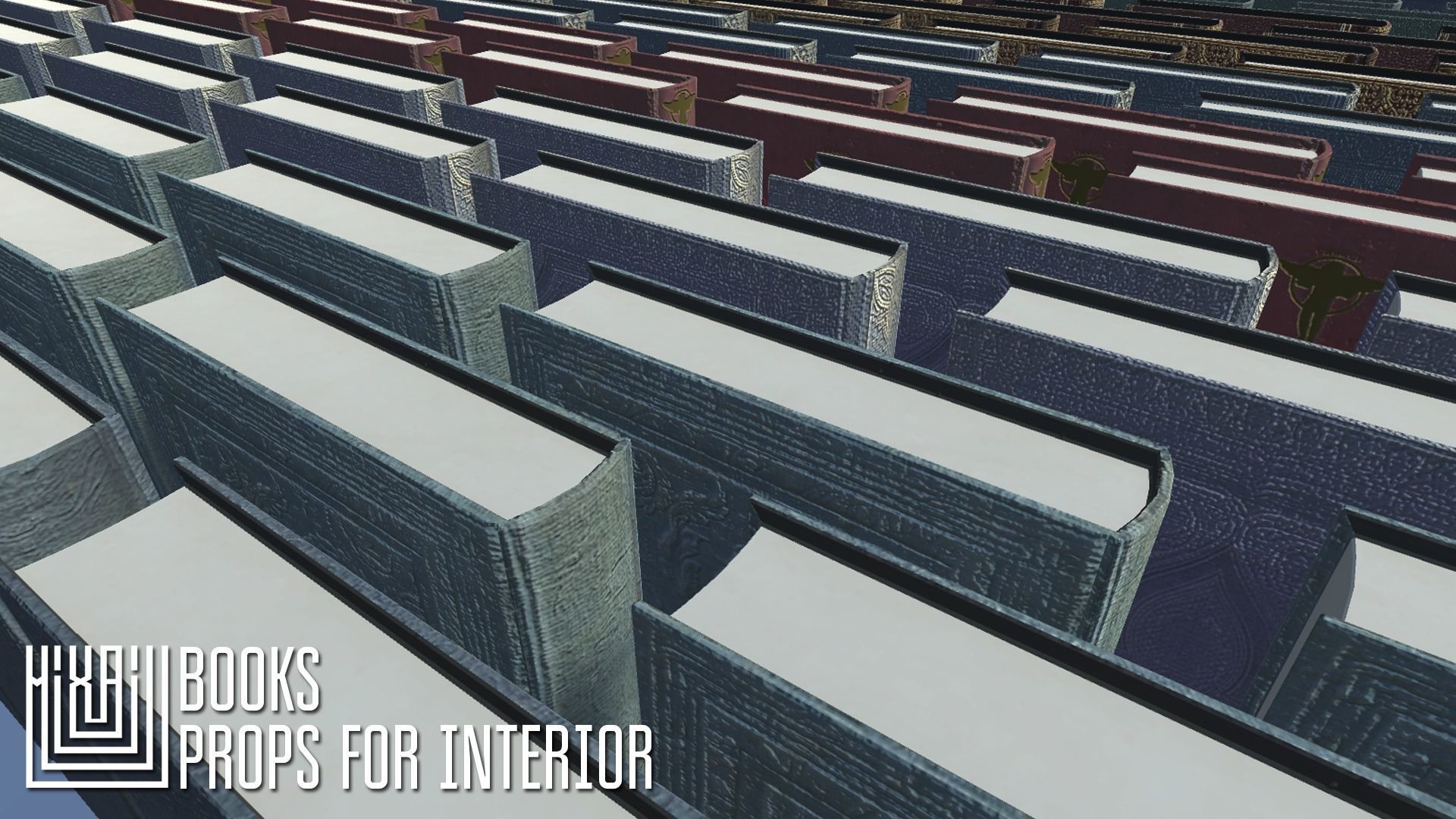 Books - props for interior Low-poly 3D model_1