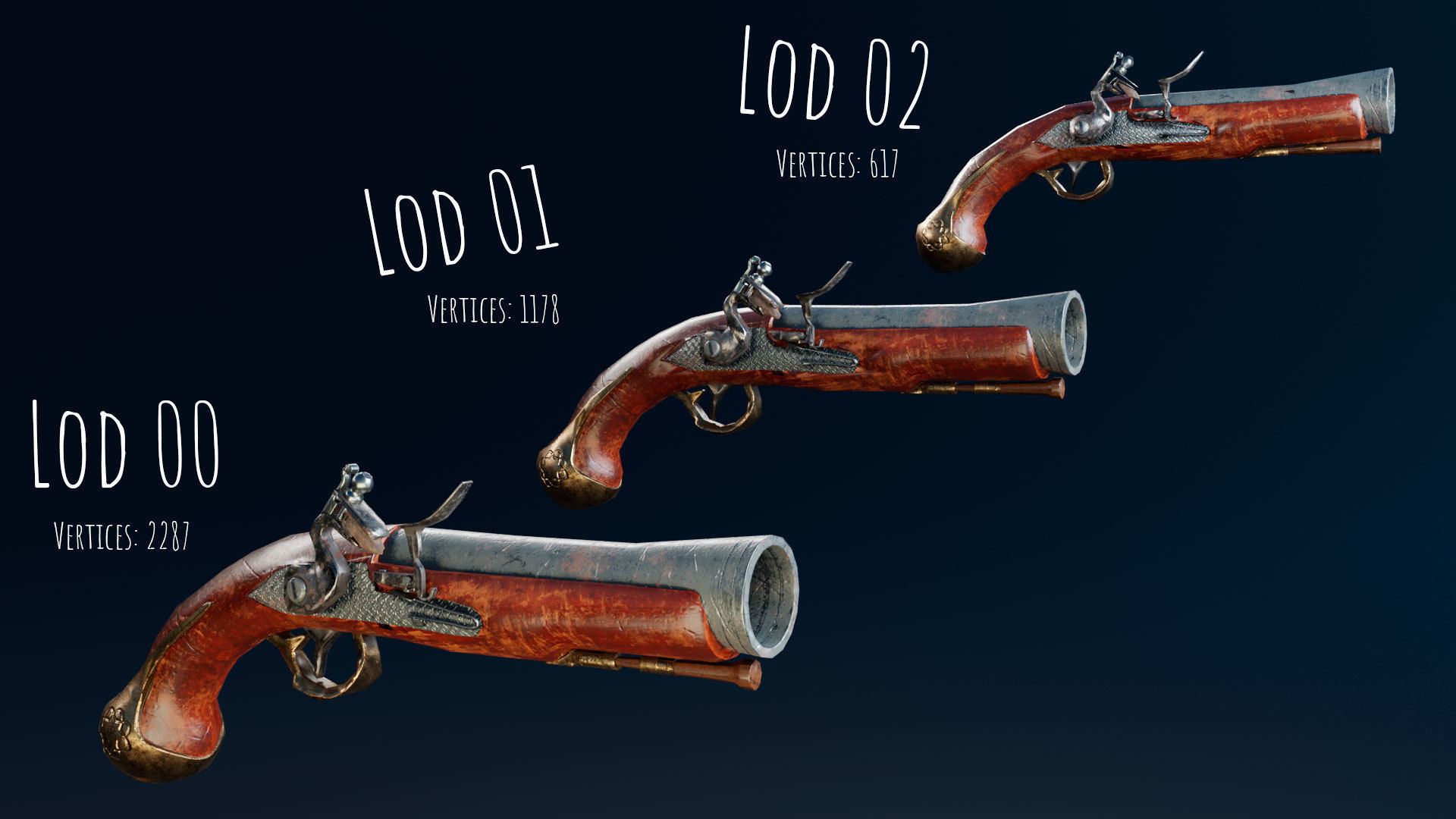 Flintlock Pistol Low-poly 3D model_3