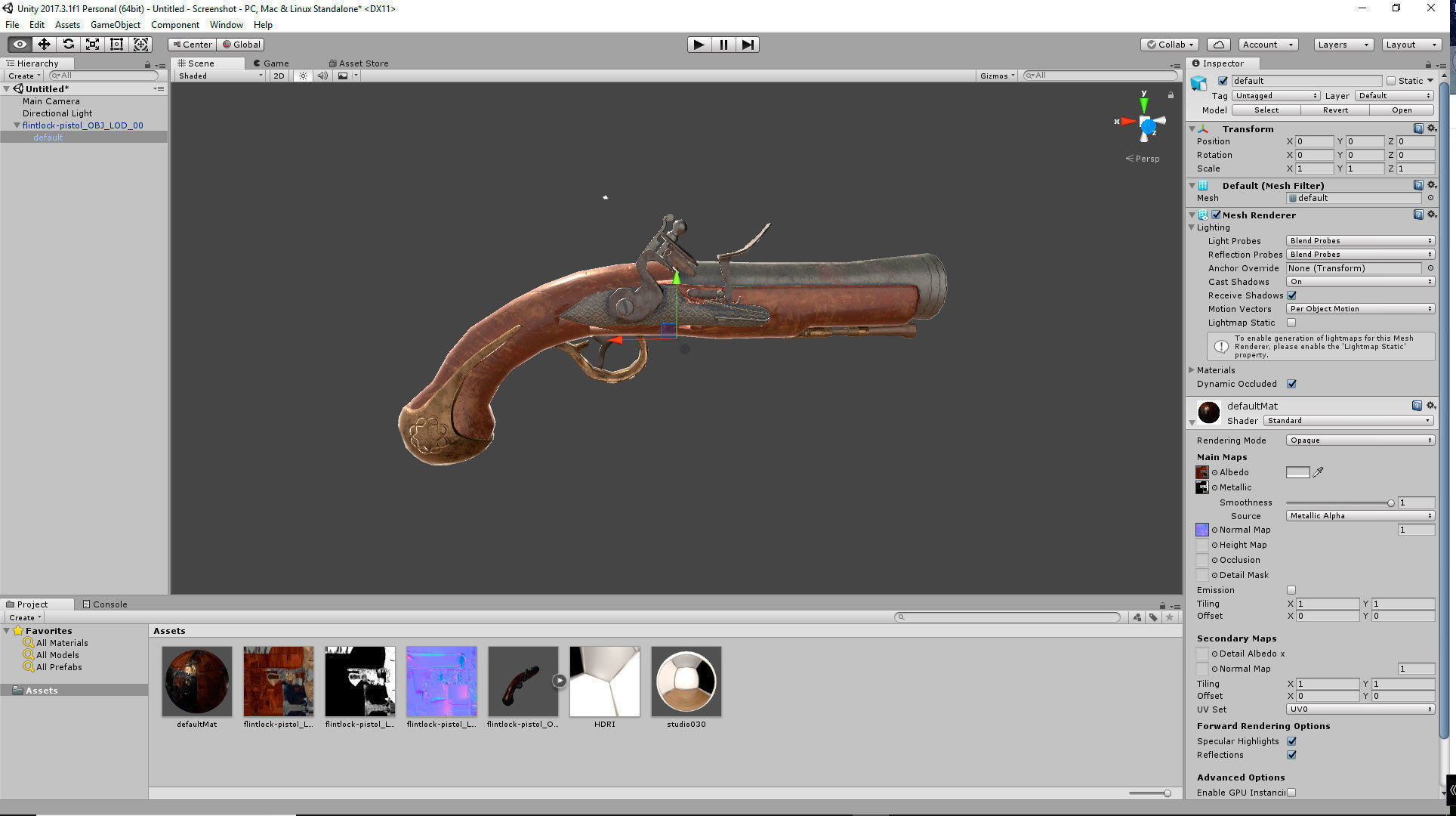 Flintlock Pistol Low-poly 3D model_6