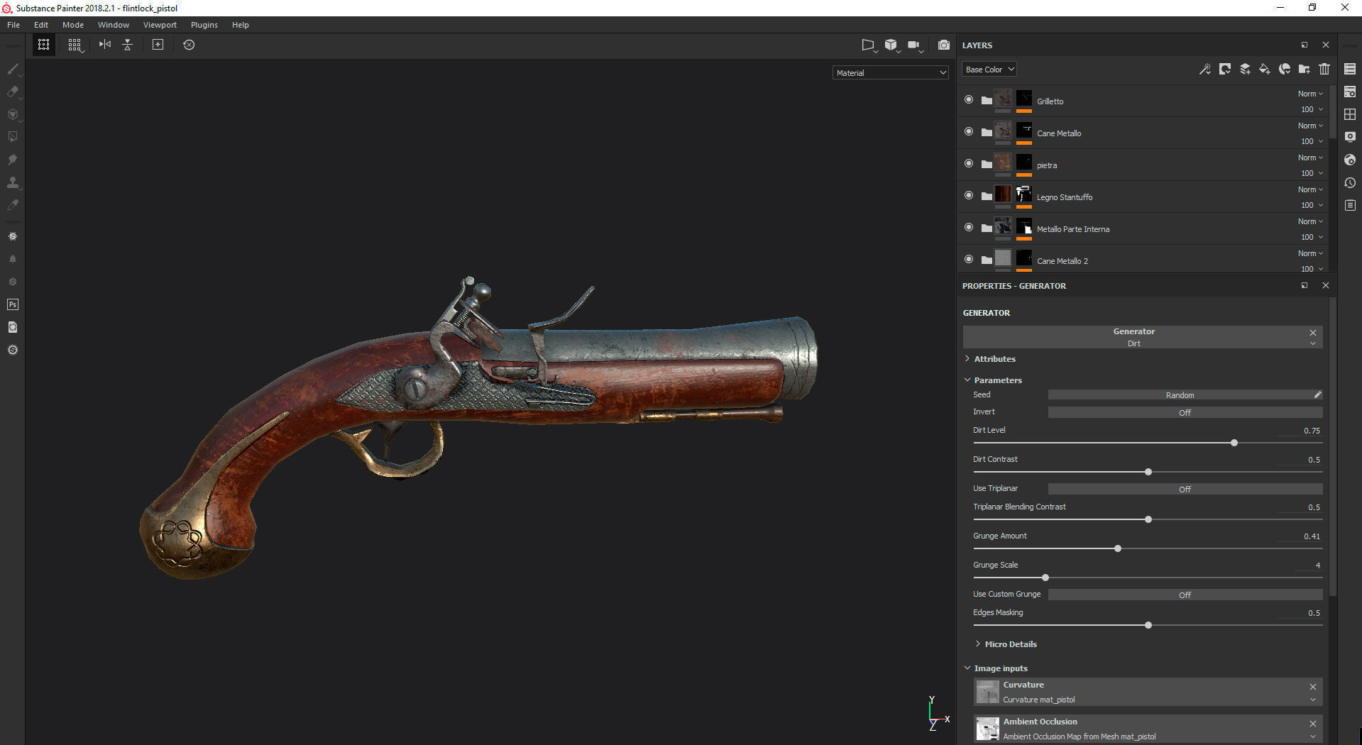 Flintlock Pistol Low-poly 3D model_8