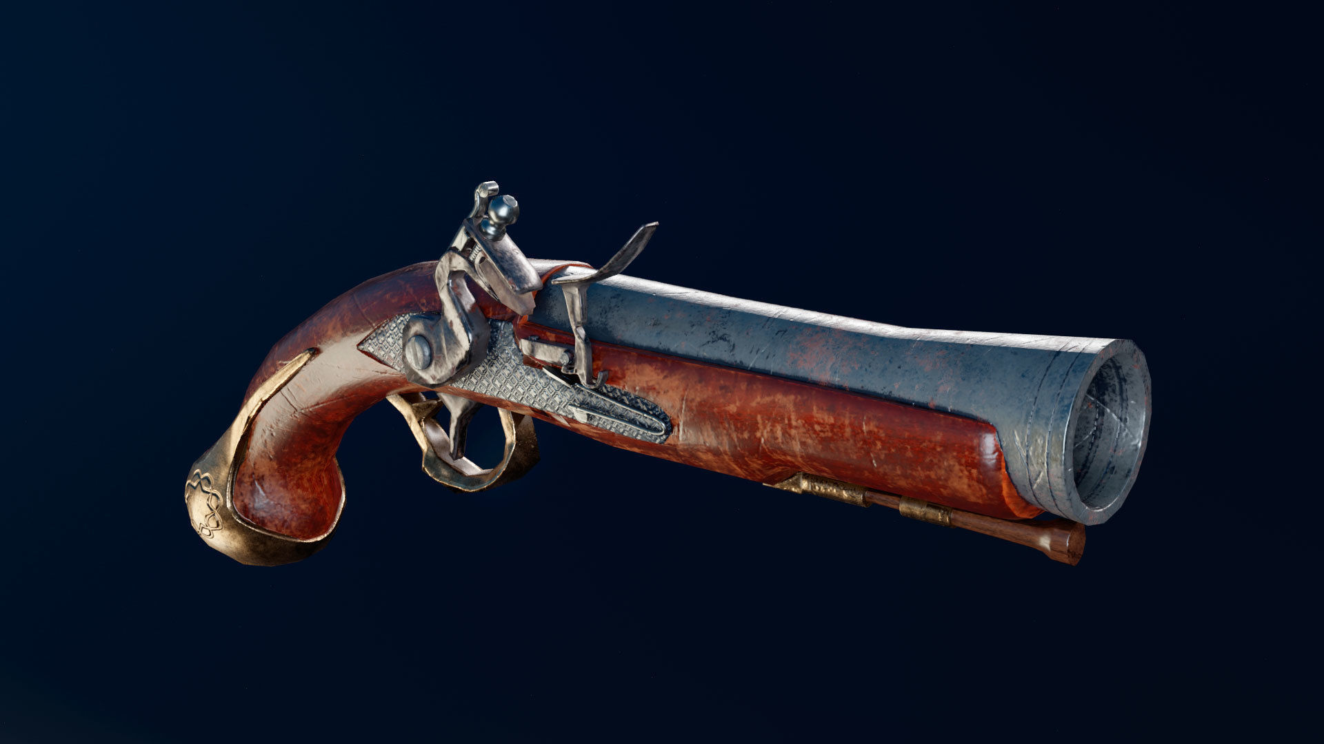 Flintlock Pistol Low-poly 3D model_2