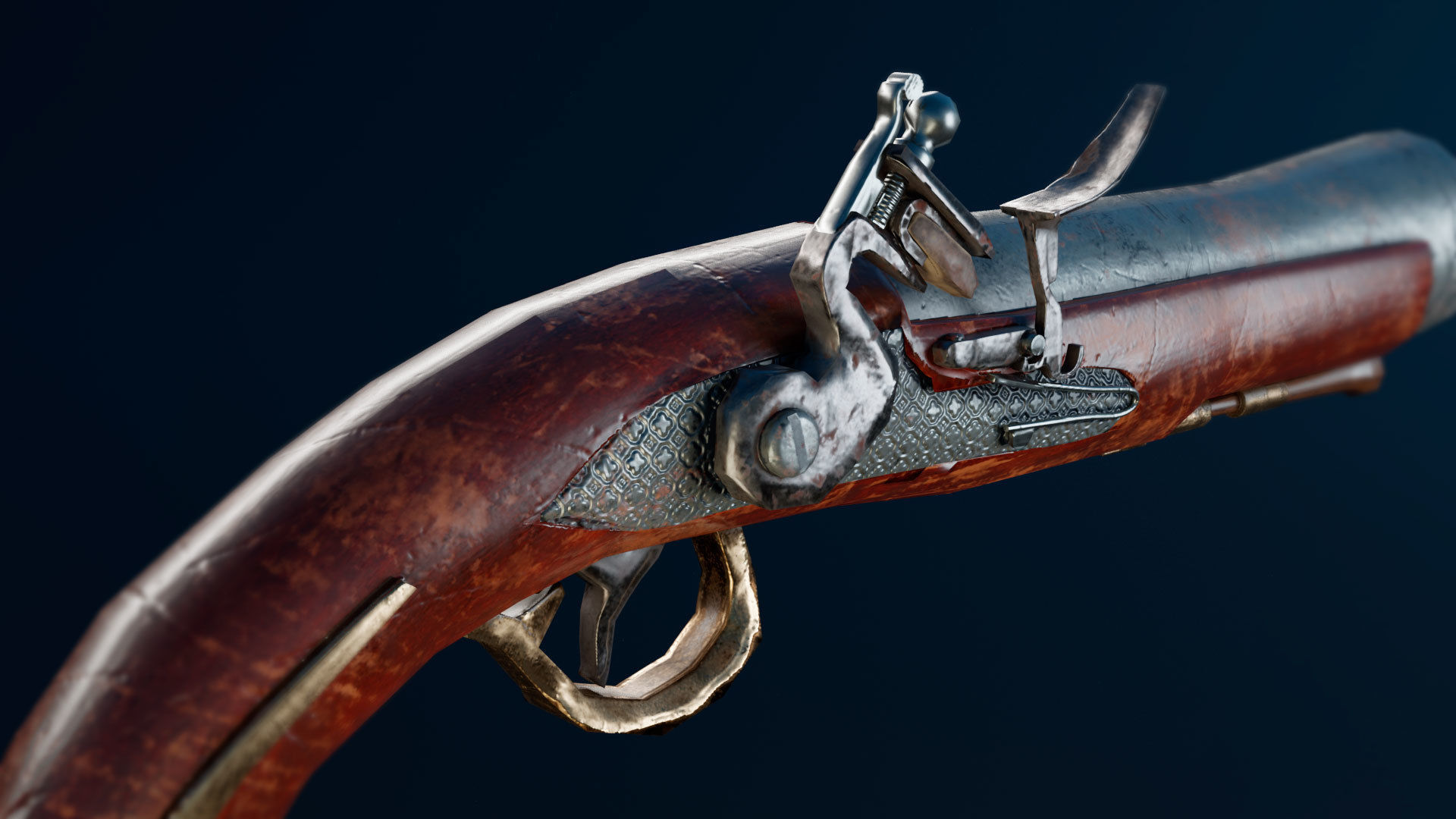 Flintlock Pistol Low-poly 3D model_4