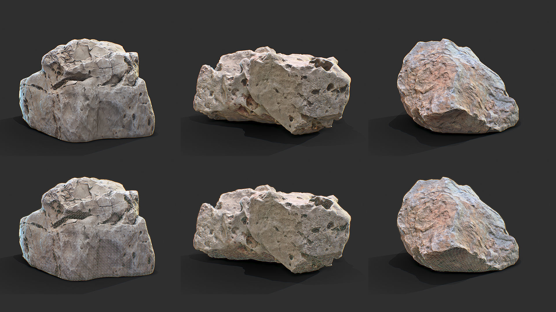 UE4 Unity 3D Scan Stone 16xPack with 8K PBR material Low-poly 3D model_19
