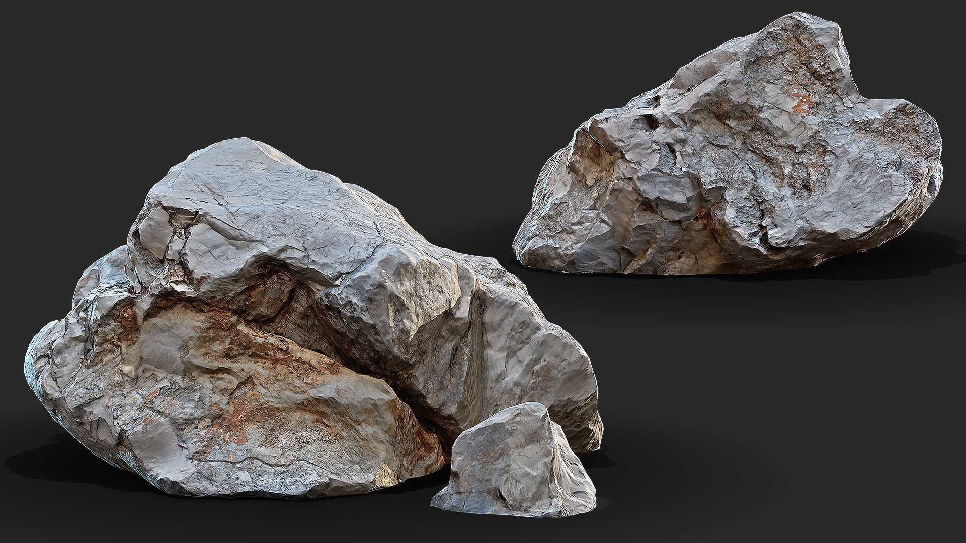 UE4 Unity 3D Scan Stone 16xPack with 8K PBR material Low-poly 3D model_15