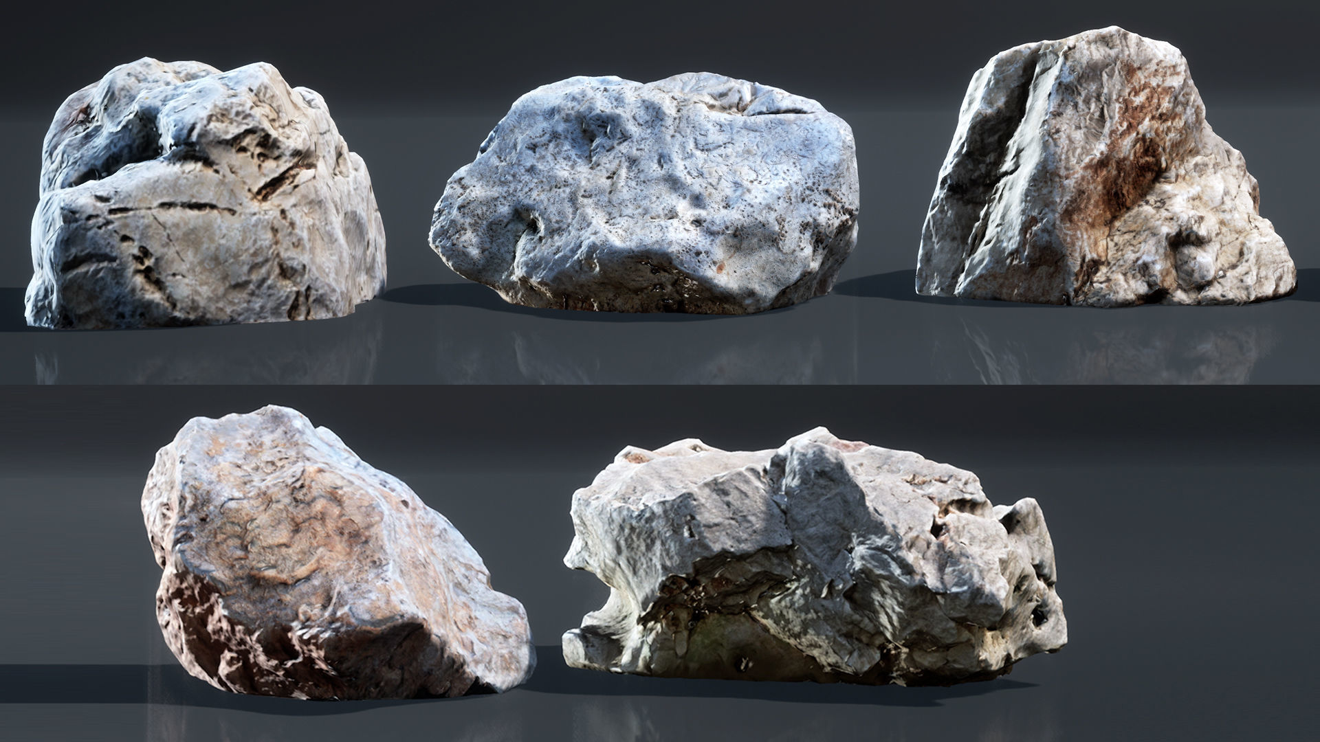 UE4 Unity 3D Scan Stone 16xPack with 8K PBR material Low-poly 3D model_17