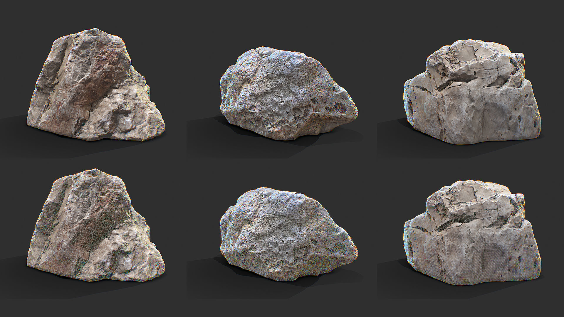UE4 Unity 3D Scan Stone 16xPack with 8K PBR material Low-poly 3D model_18
