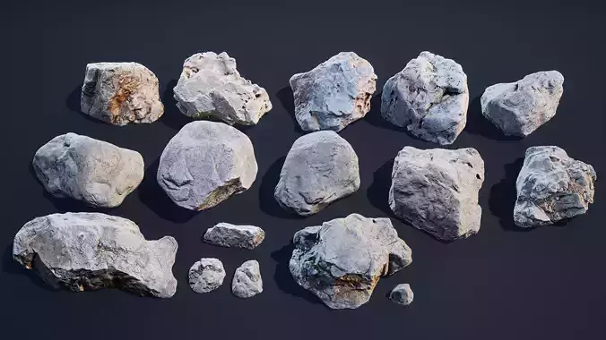 UE4 Unity 3D Scan Stone 16xPack with 8K PBR material