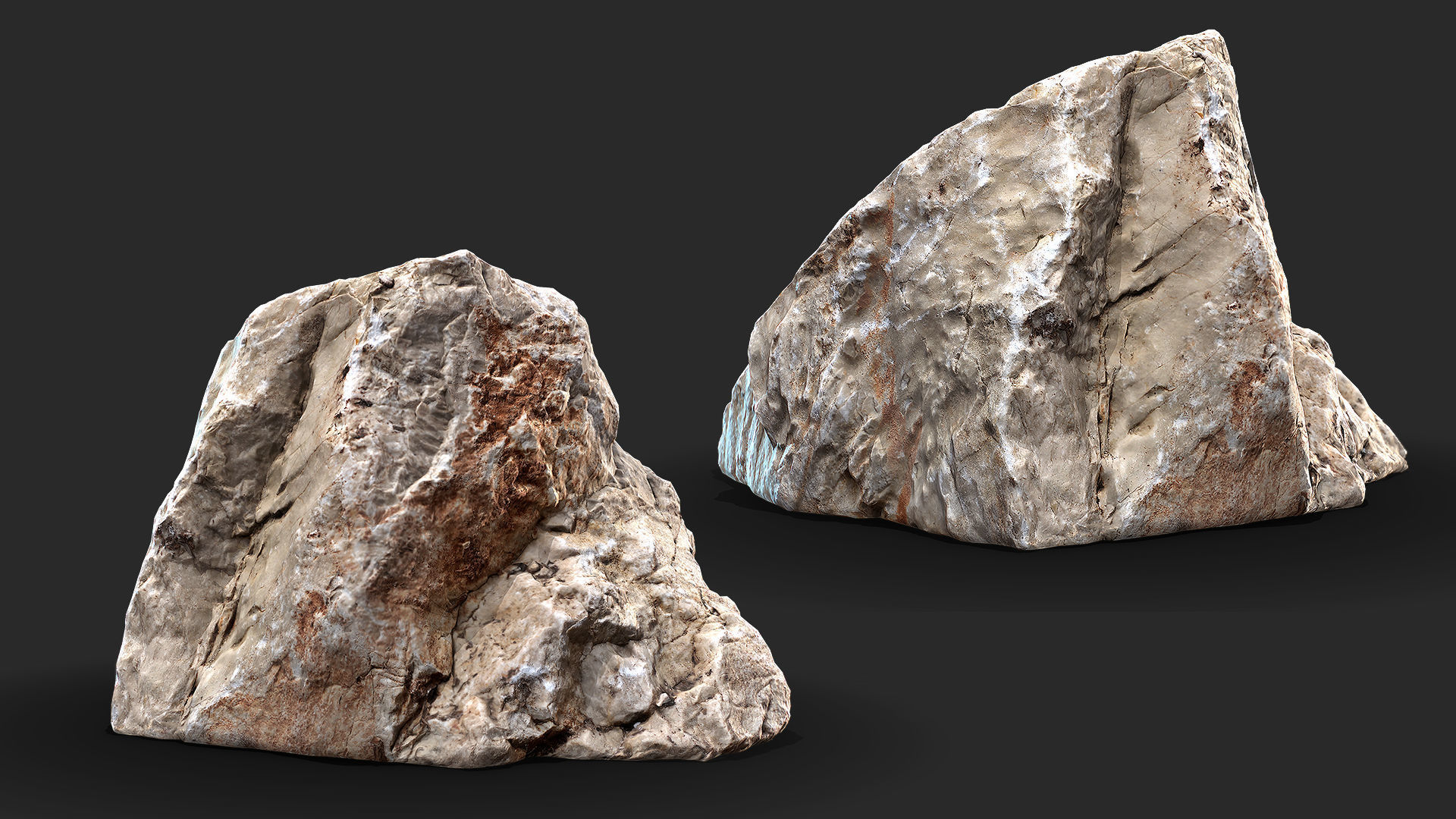 UE4 Unity 3D Scan Stone 16xPack with 8K PBR material Low-poly 3D model_2