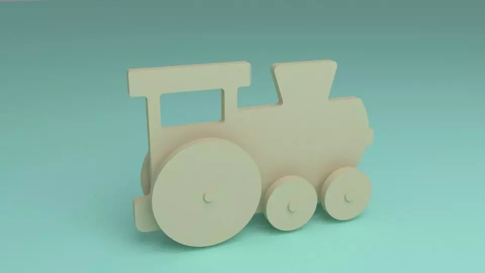 toy wooden train 2d 3D model_0