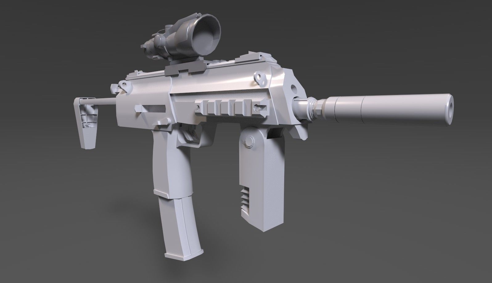 MP7 gun Low-poly 3D model_4
