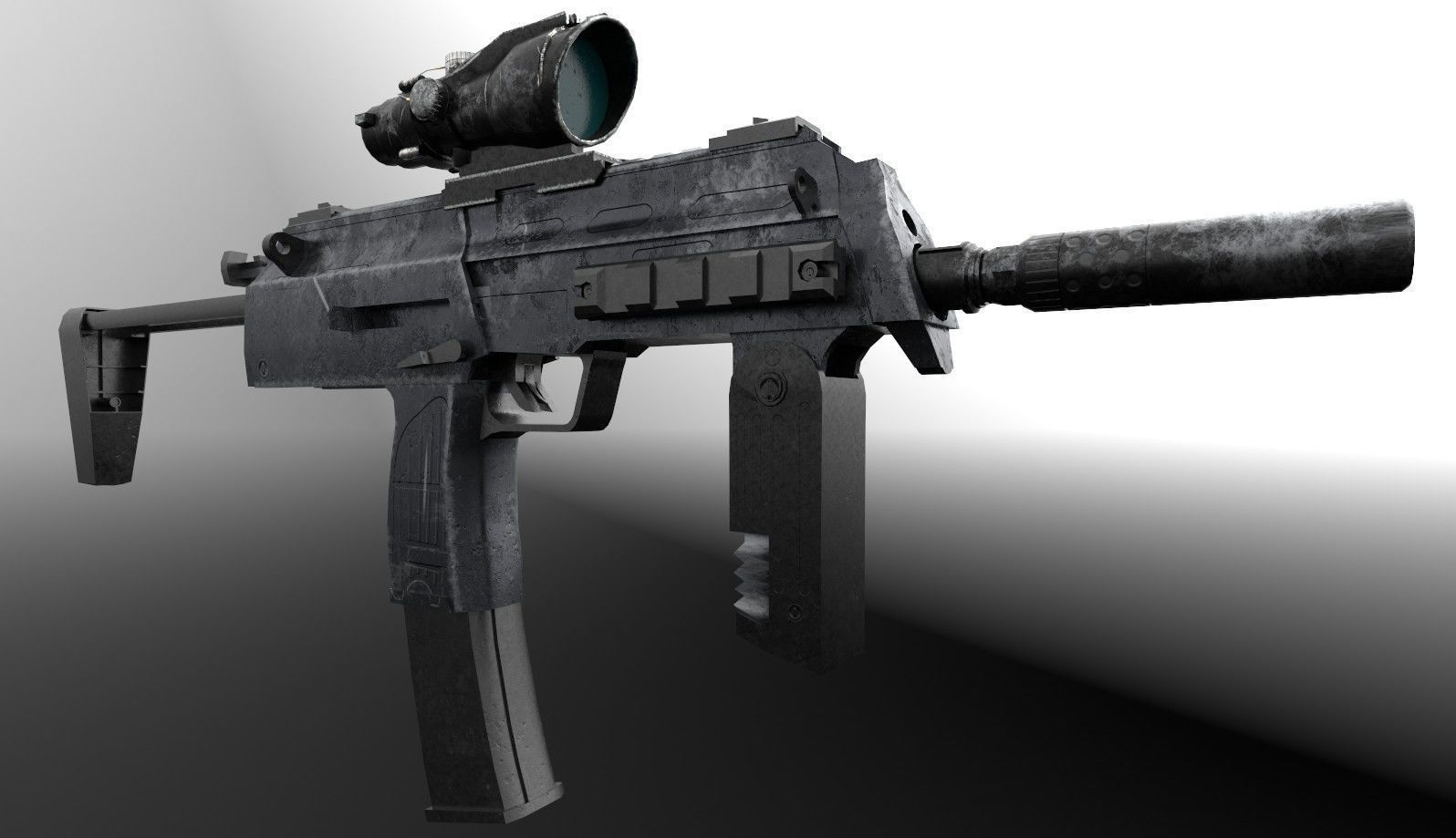 MP7 gun Low-poly 3D model_3