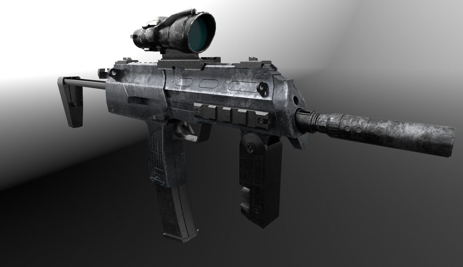 MP7 gun Low-poly 3D model_1