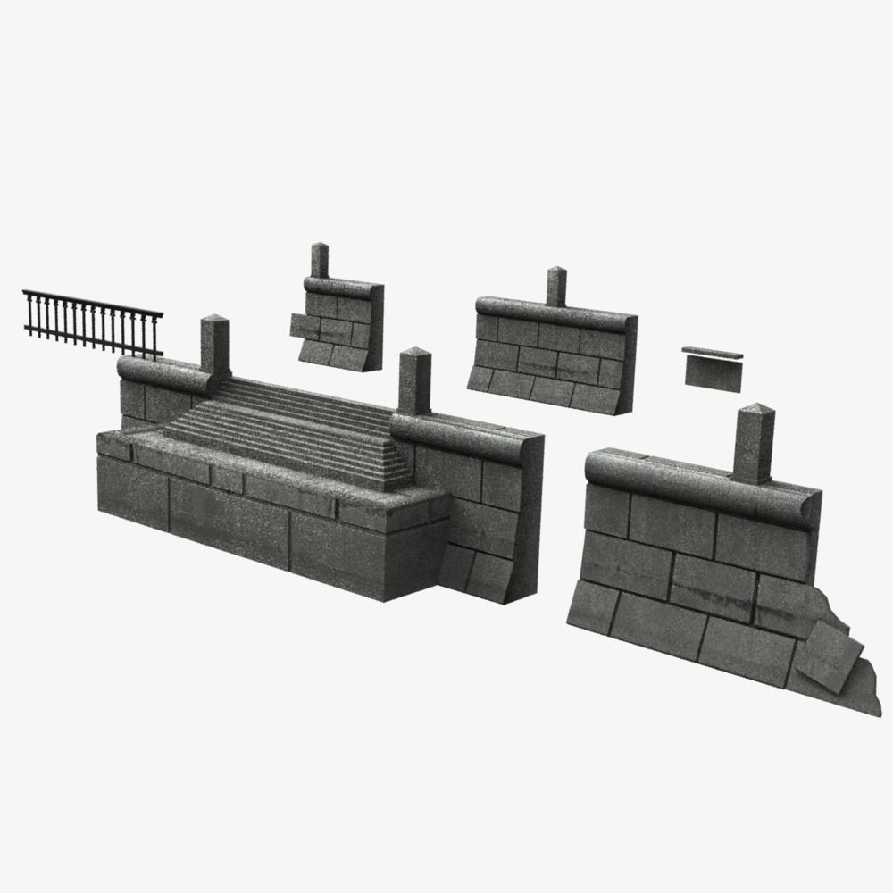 Modular embankment Low-poly 3D model_1