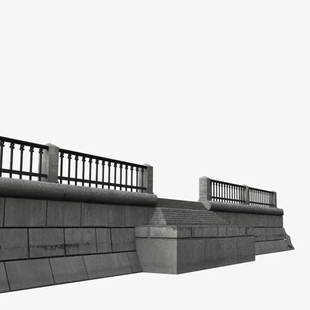 Modular embankment Low-poly 3D model_0