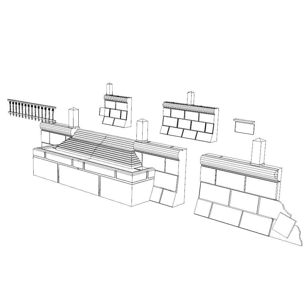 Modular embankment Low-poly 3D model_3