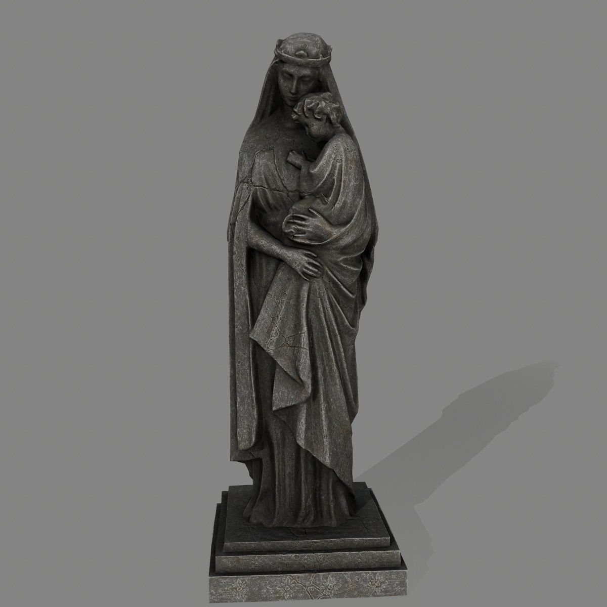 Woman Statue Low-poly 3D model_9