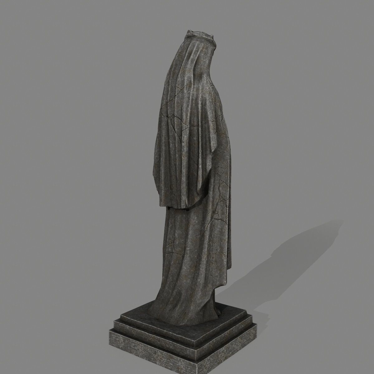 Woman Statue Low-poly 3D model_6