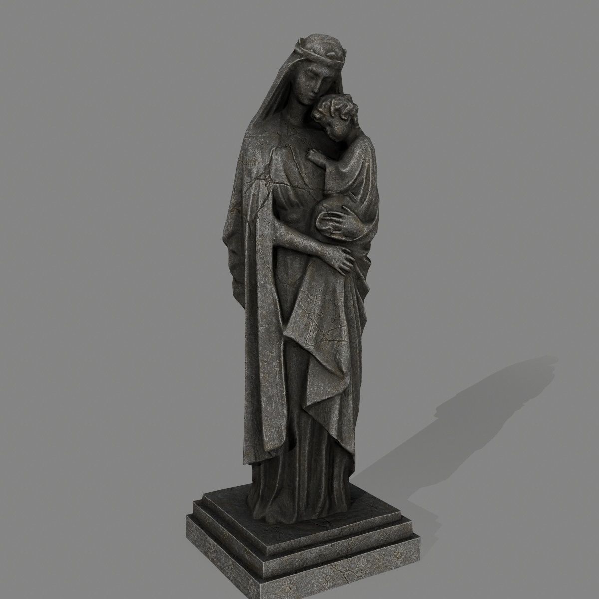 Woman Statue Low-poly 3D model_1