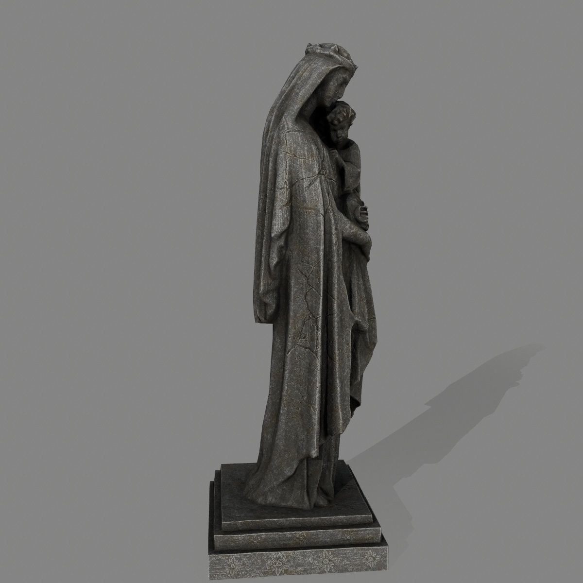 Woman Statue Low-poly 3D model_3