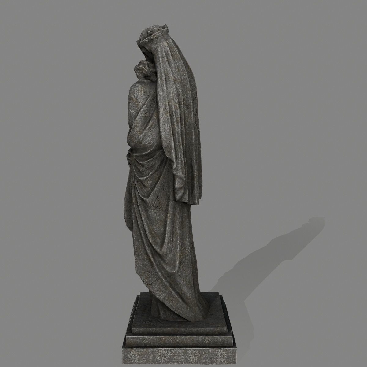 Woman Statue Low-poly 3D model_7