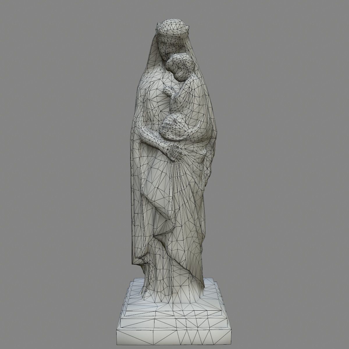 Woman Statue Low-poly 3D model_10