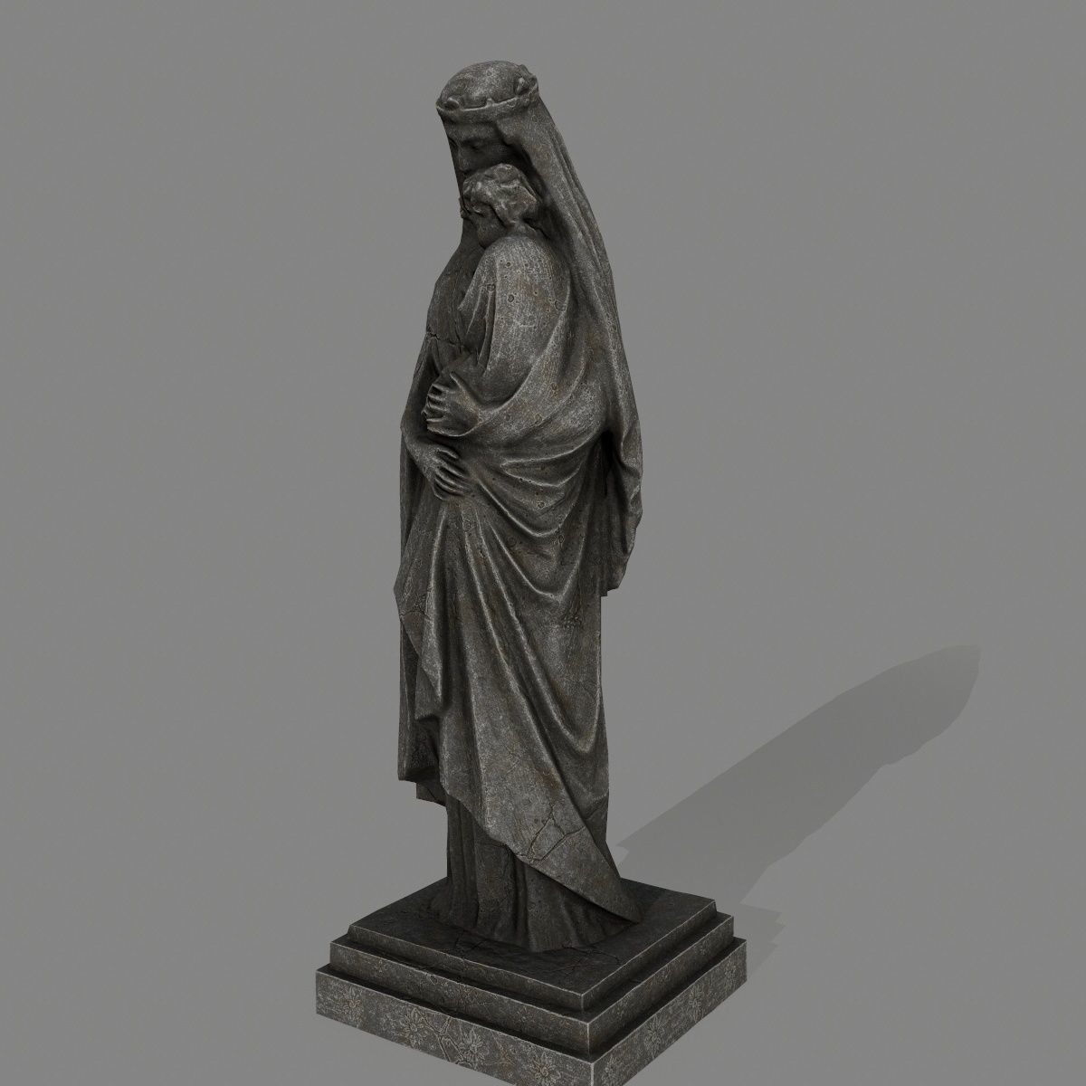 Woman Statue Low-poly 3D model_8