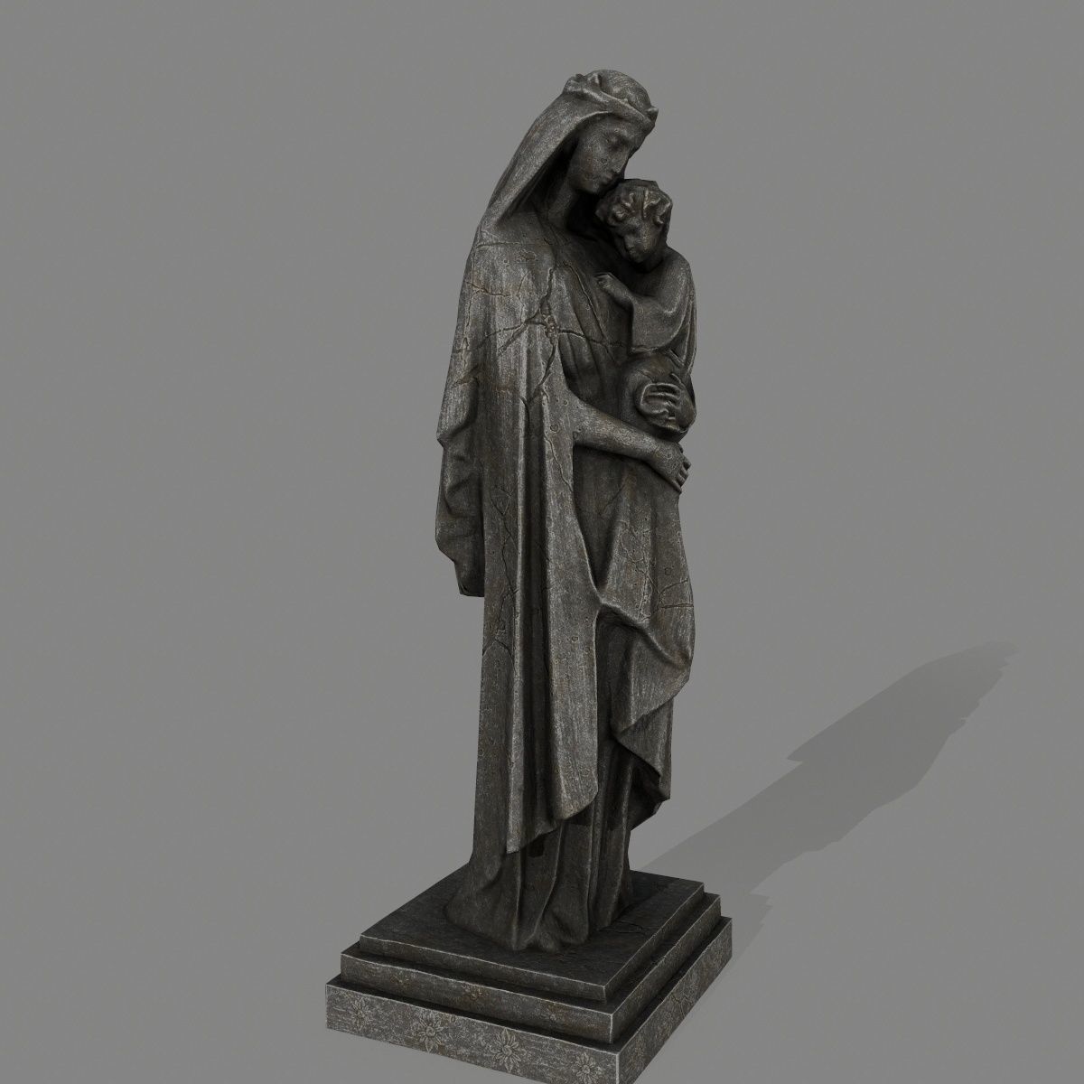 Woman Statue Low-poly 3D model_2