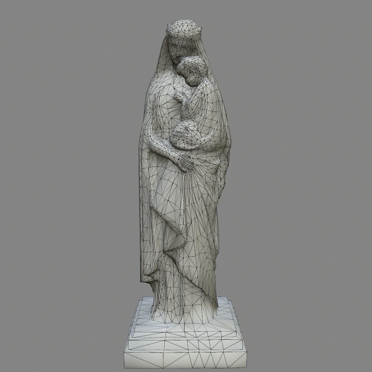 Woman  Statue Low-poly 3D model_11