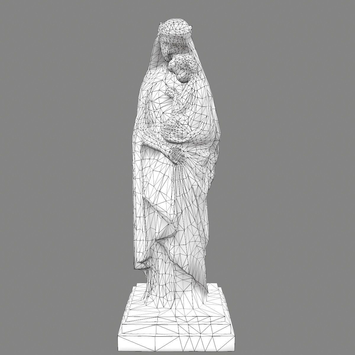 Woman Statue Low-poly 3D model_10