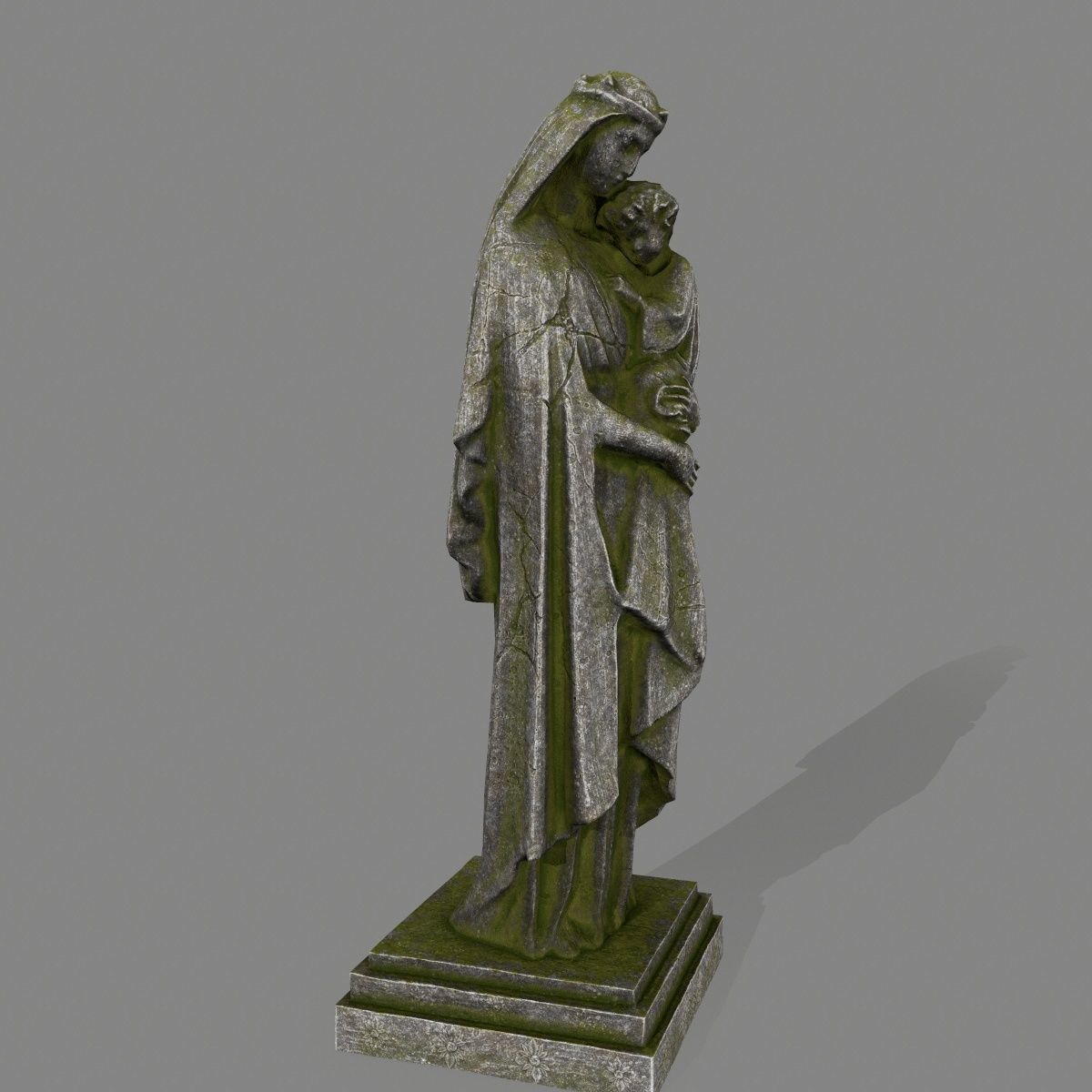 Woman Statue Low-poly 3D model_2
