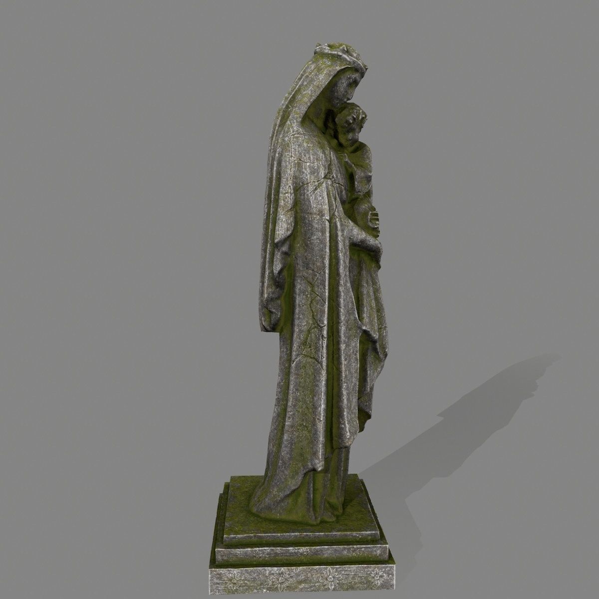 Woman Statue Low-poly 3D model_3
