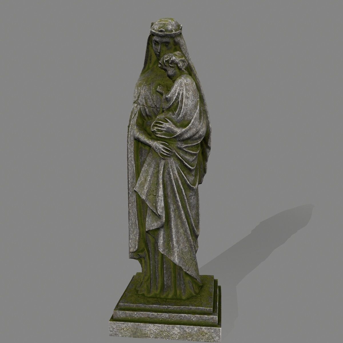 Woman Statue Low-poly 3D model_9