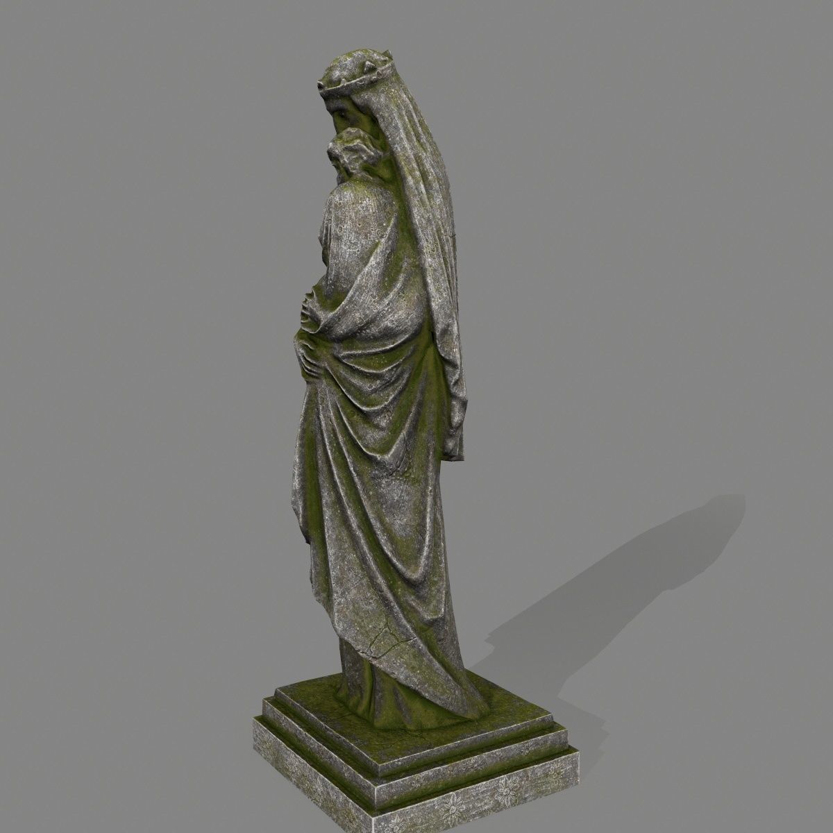 Woman Statue Low-poly 3D model_8