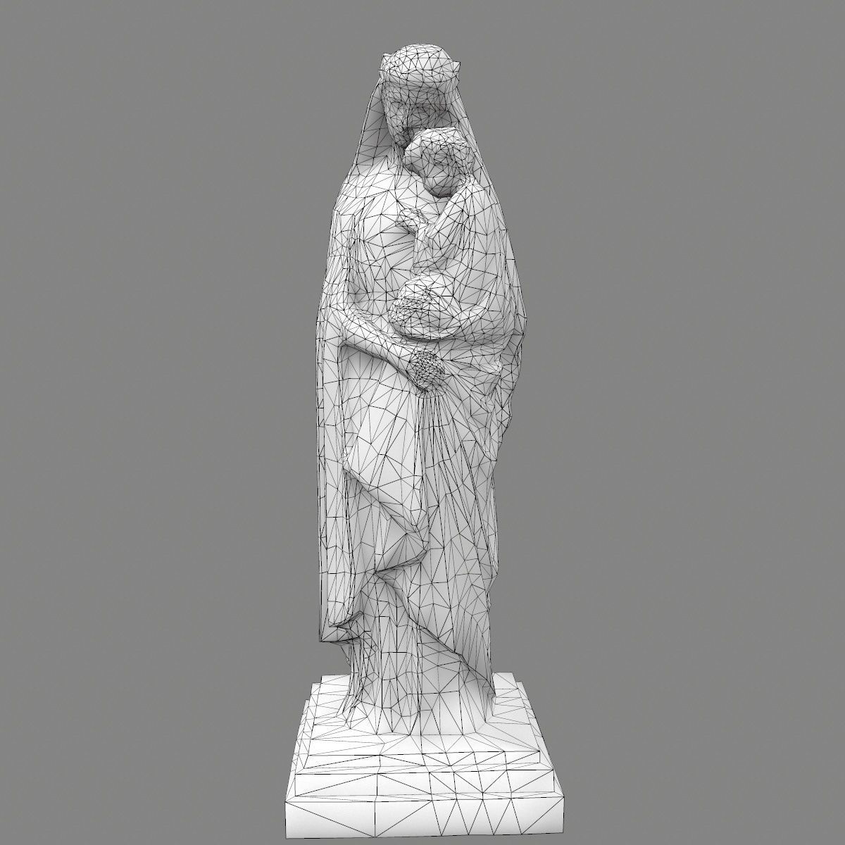 Woman  Statue Low-poly 3D model_10