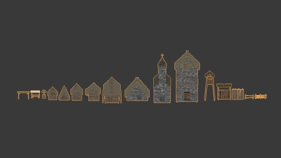 Medieval building pack Low-poly 3D model_19