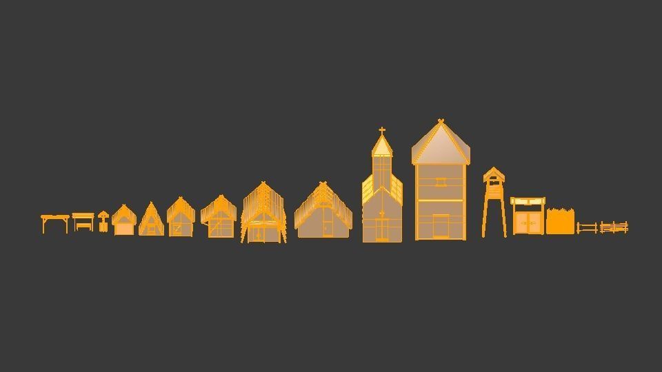 Medieval building pack Low-poly 3D model_22