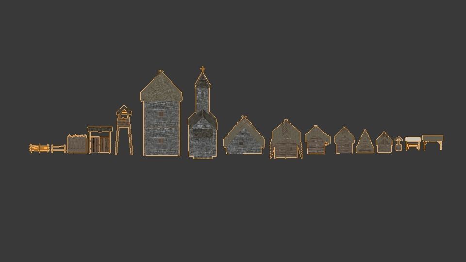 Medieval building pack Low-poly 3D model_20