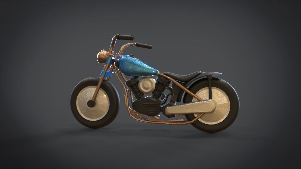 Simple Chopper Motorcycle 3D Model Low-poly 3D model_5