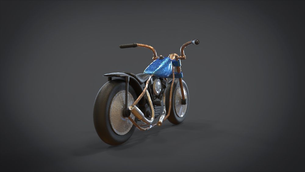Simple Chopper Motorcycle 3D Model Low-poly 3D model_10