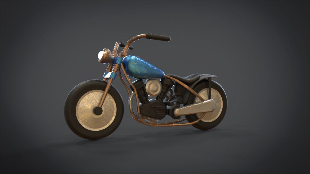 Simple Chopper Motorcycle 3D Model Low-poly 3D model_4
